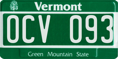 VT license plate OCV093