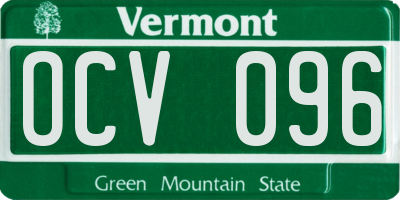 VT license plate OCV096