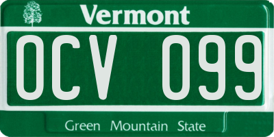 VT license plate OCV099