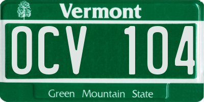 VT license plate OCV104