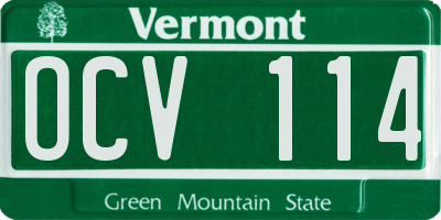 VT license plate OCV114