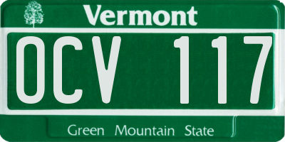 VT license plate OCV117