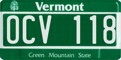VT license plate OCV118
