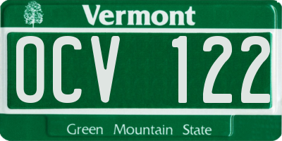 VT license plate OCV122