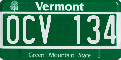 VT license plate OCV134