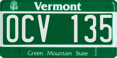 VT license plate OCV135