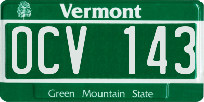 VT license plate OCV143