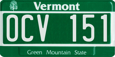 VT license plate OCV151