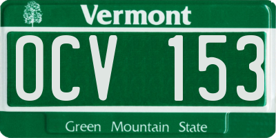 VT license plate OCV153