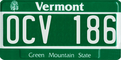 VT license plate OCV186