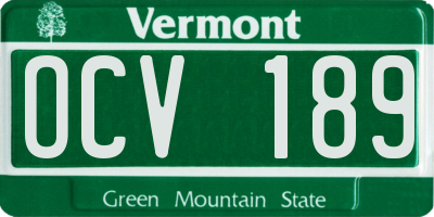 VT license plate OCV189
