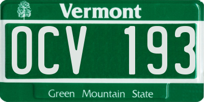 VT license plate OCV193
