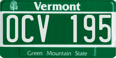 VT license plate OCV195