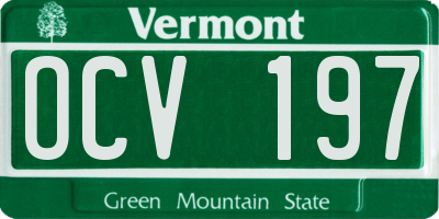 VT license plate OCV197