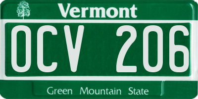 VT license plate OCV206