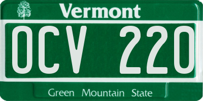 VT license plate OCV220