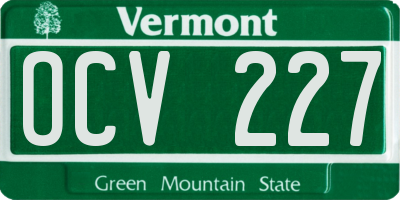 VT license plate OCV227