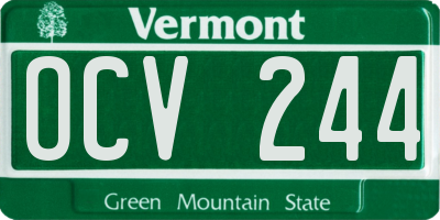 VT license plate OCV244