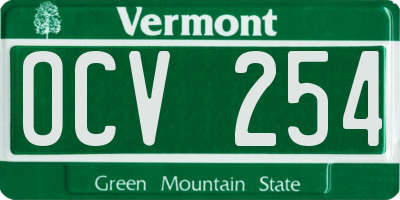 VT license plate OCV254