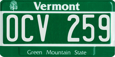 VT license plate OCV259