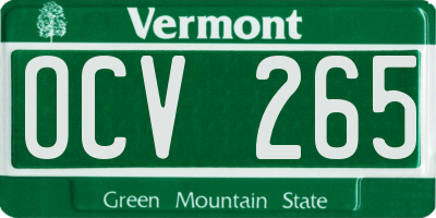 VT license plate OCV265
