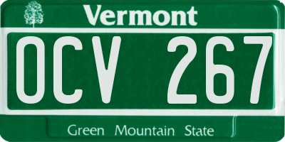 VT license plate OCV267
