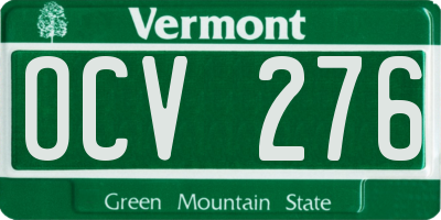 VT license plate OCV276