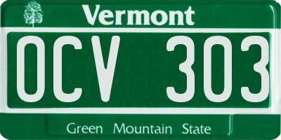VT license plate OCV303