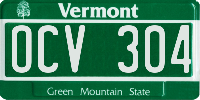 VT license plate OCV304