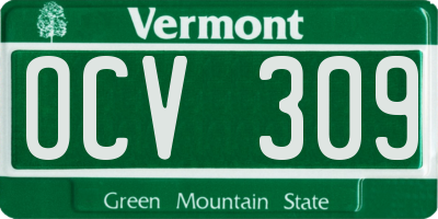 VT license plate OCV309