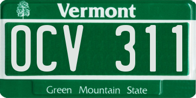 VT license plate OCV311
