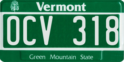 VT license plate OCV318