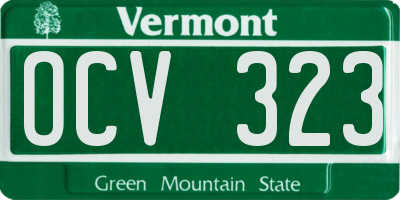 VT license plate OCV323