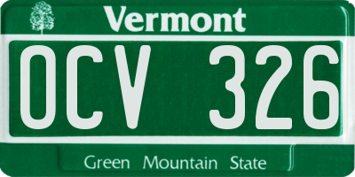 VT license plate OCV326