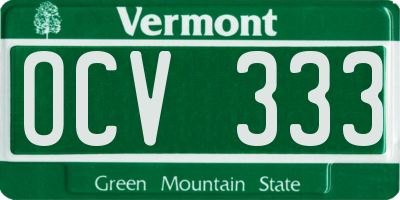 VT license plate OCV333