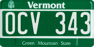 VT license plate OCV343