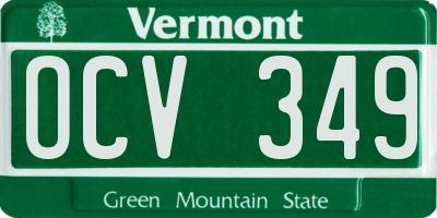 VT license plate OCV349