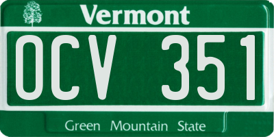 VT license plate OCV351
