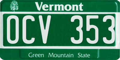 VT license plate OCV353