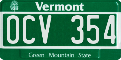 VT license plate OCV354