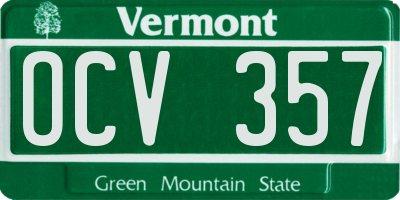VT license plate OCV357