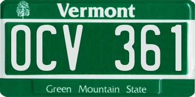 VT license plate OCV361