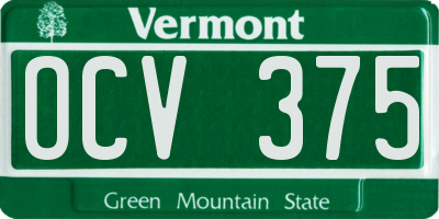 VT license plate OCV375