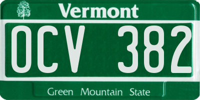 VT license plate OCV382