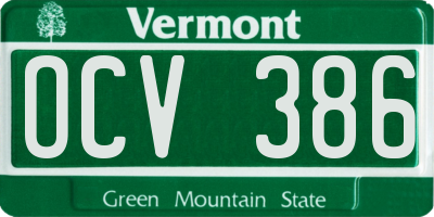 VT license plate OCV386