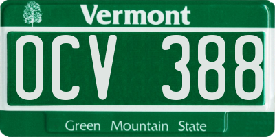 VT license plate OCV388