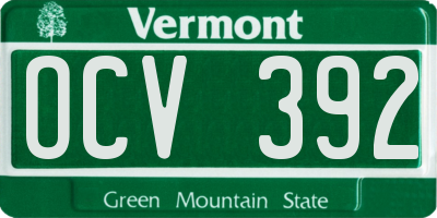VT license plate OCV392
