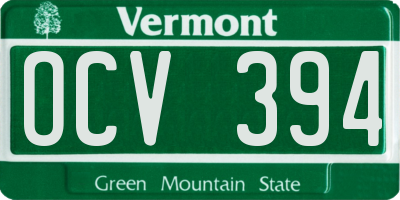 VT license plate OCV394