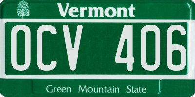 VT license plate OCV406