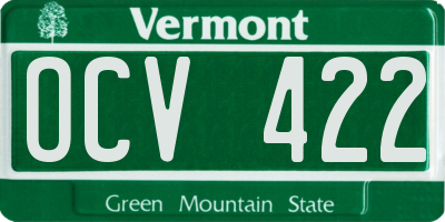 VT license plate OCV422